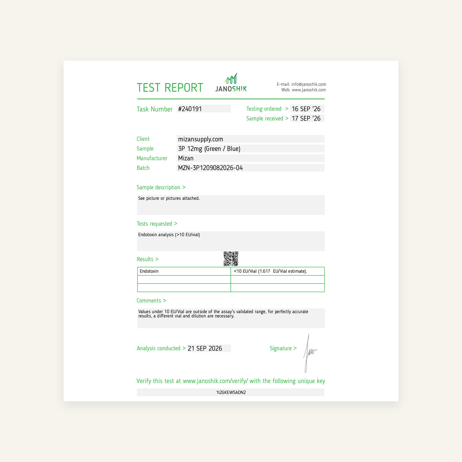 Endotoxin report, page 1. Opens the full report.