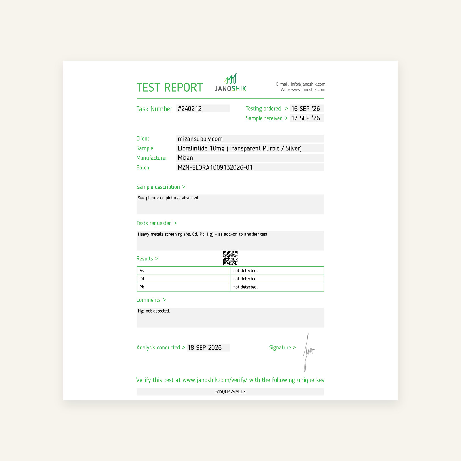 Heavy metals report, page 1. Opens the full report.