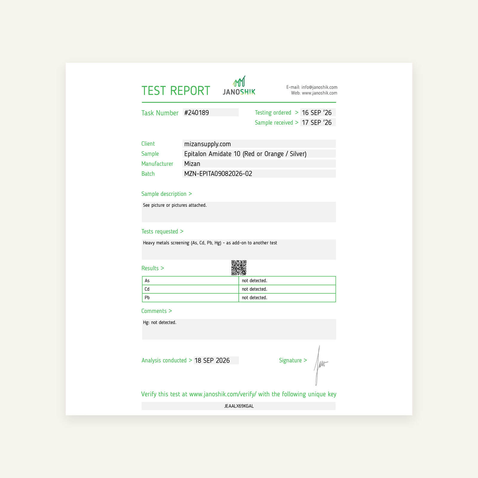 Heavy metals report, page 1. Opens the full report.