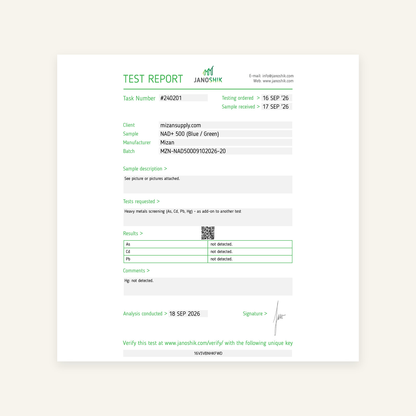 Heavy metals report, page 1. Opens the full report.